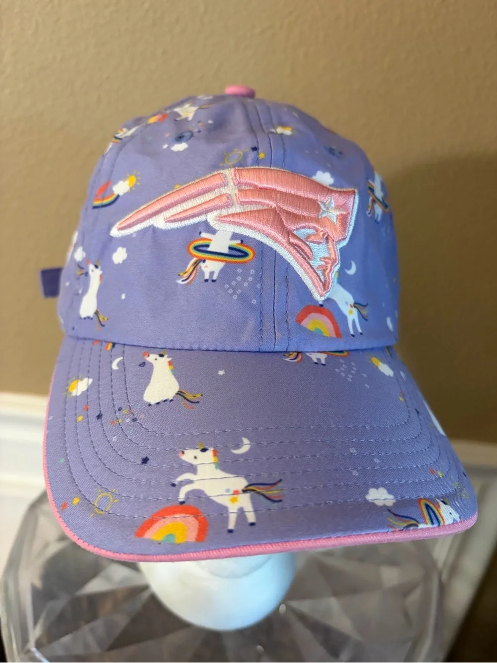 Girls 47 Embroidered England Patriots Purple Unicorn Hat Adjustable